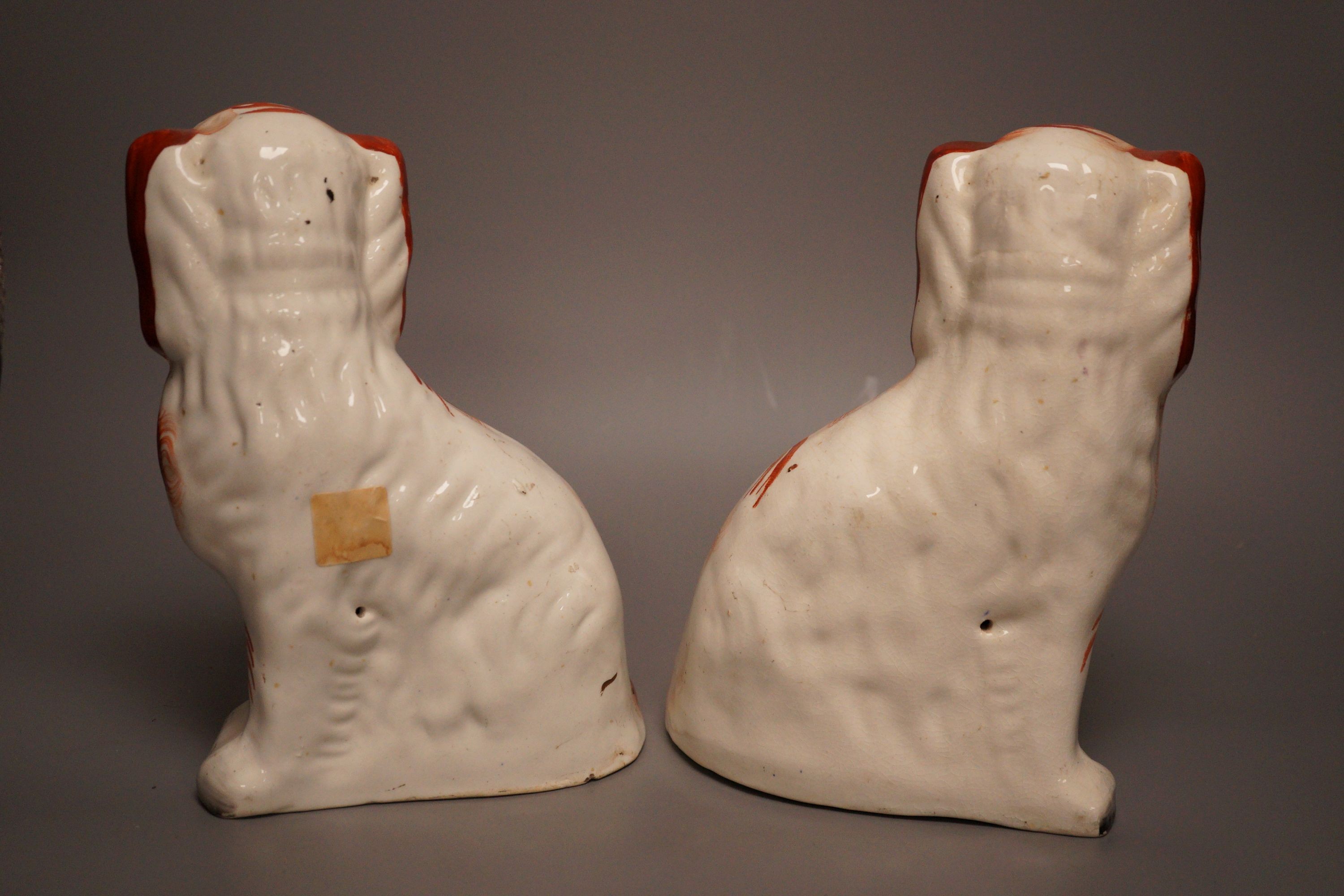 A pair of Staffordshire pottery King Charles spaniel’s, 24cm